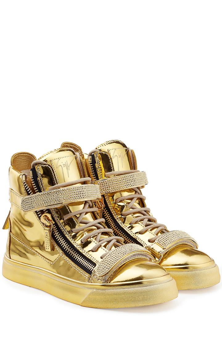 Giuseppe Zanotti Metallic Leather High-top Sneakers
