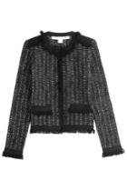 Diane Von Furstenberg Diane Von Furstenberg Metallic Knit Jacket With Fringe Trim - Black