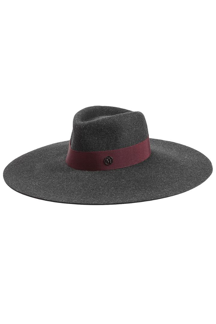 Maison Michel Maison Michel Felted Wide Brim Hat - Grey