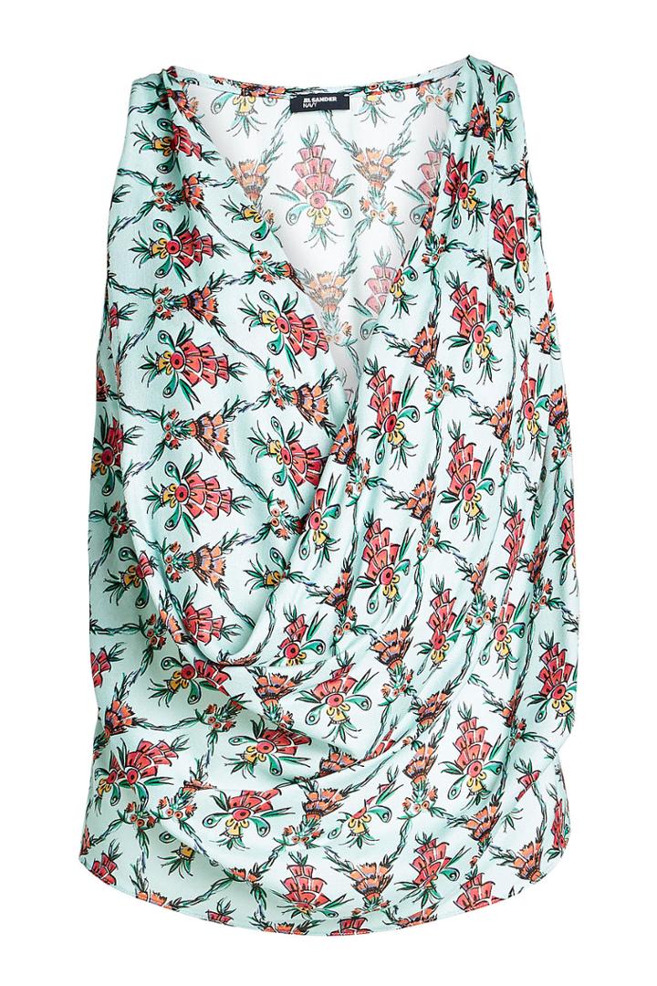 Jil Sander Navy Jil Sander Navy Floral Print Crepe Blouse