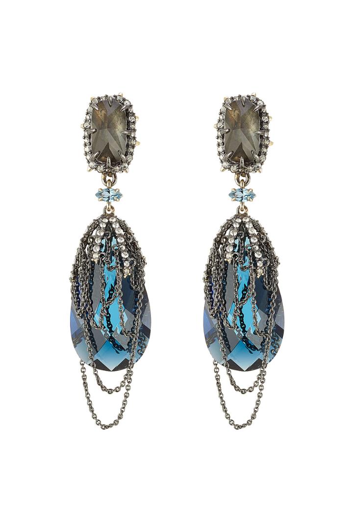 Alexis Bittar Alexis Bittar Draped Chain And Crystal Earrings - Blue