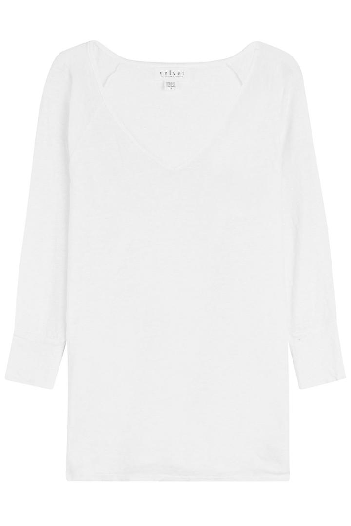 Velvet Velvet Linen Top - White