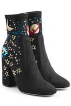 Valentino Valentino Printed Suede Ankle Boots - Black