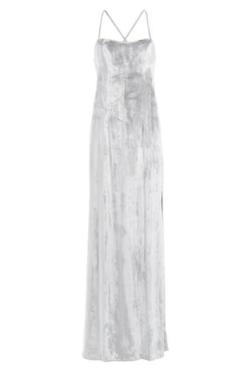Galvan Galvan Floor Length Velvet Dress - Silver