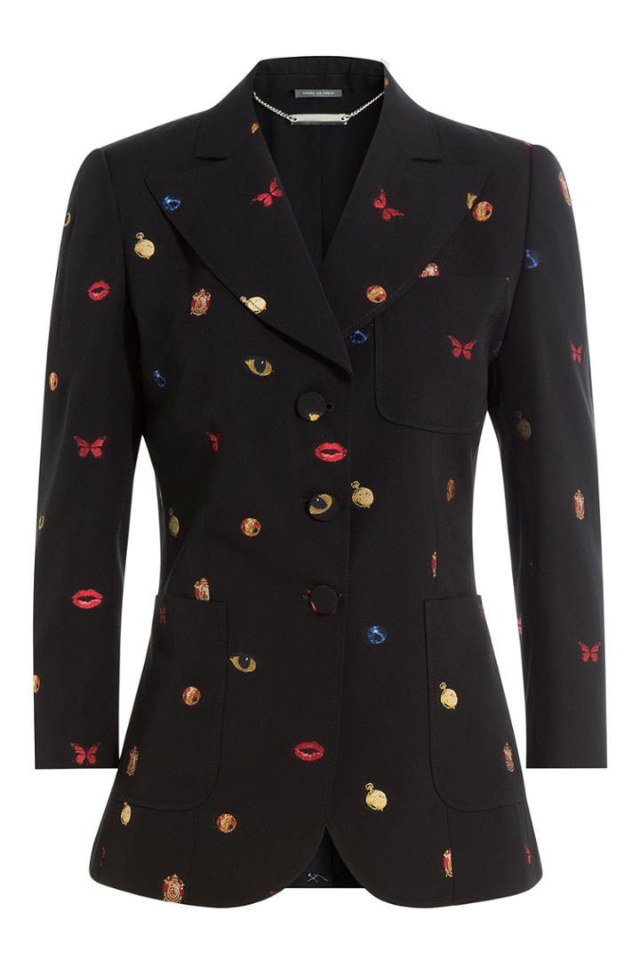 Alexander Mcqueen Alexander Mcqueen Embroidered Virgin Wool Blazer - Multicolor