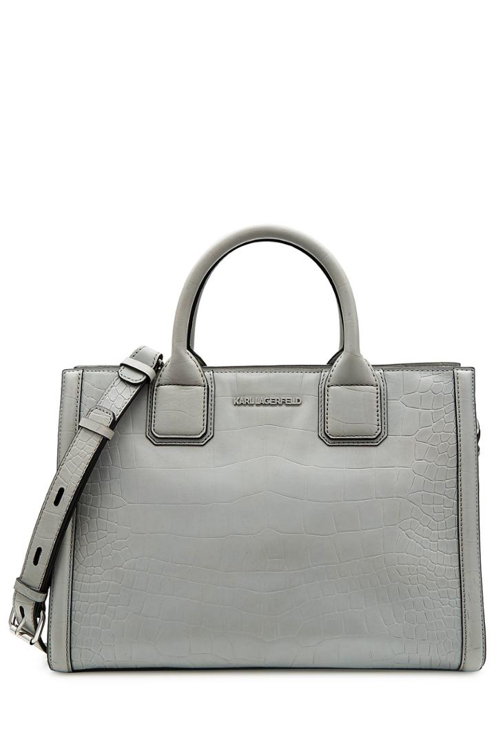 Karl Lagerfeld Karl Lagerfeld Embossed Leather Tote - Grey