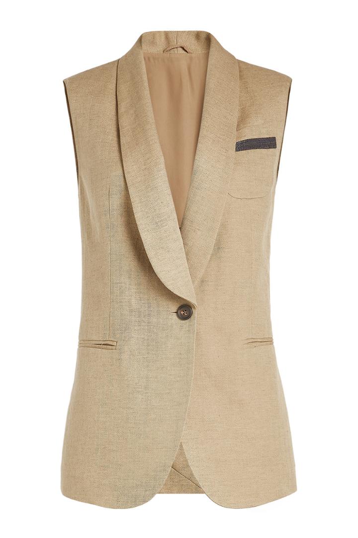 Brunello Cucinelli Brunello Cucinelli Cotton-linen Vest With Embellishment