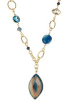 Kenneth Jay Lane Kenneth Jay Lane Gilded Necklace With Faceted Stones - Blue