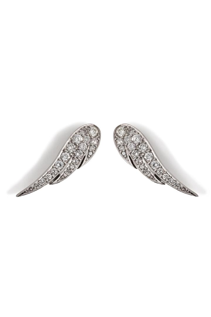 Anita Ko Anita Ko 18kt White Gold Wing Earrings With Diamonds - Silver
