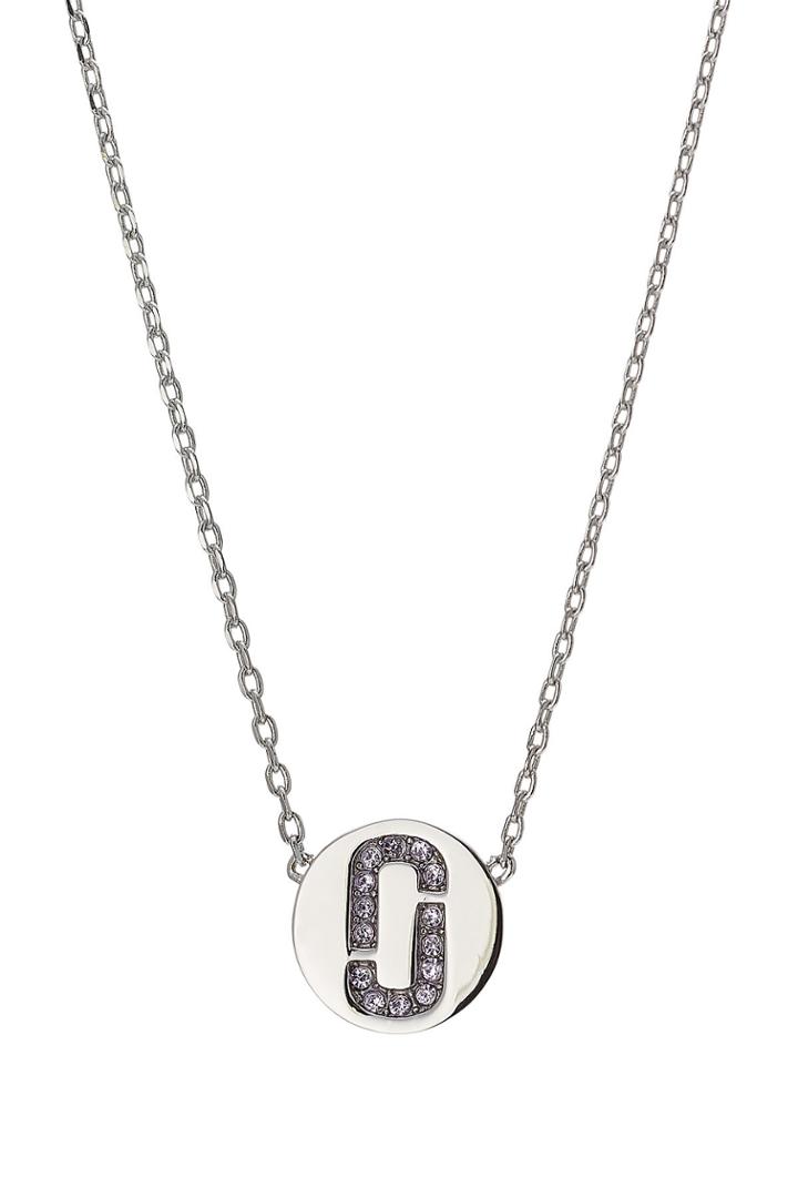 Marc Jacobs Marc Jacobs Silver Necklace With Rhinestone Logo Pendant