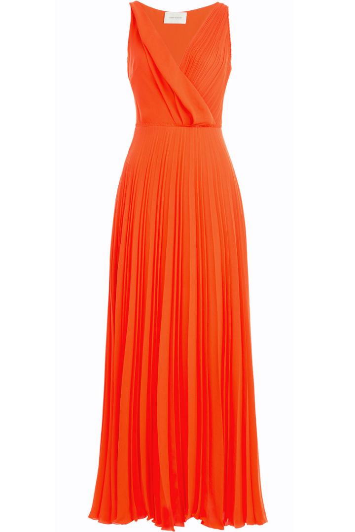 Cédric Charlier Cédric Charlier Pleated Maxi Skirt - Orange