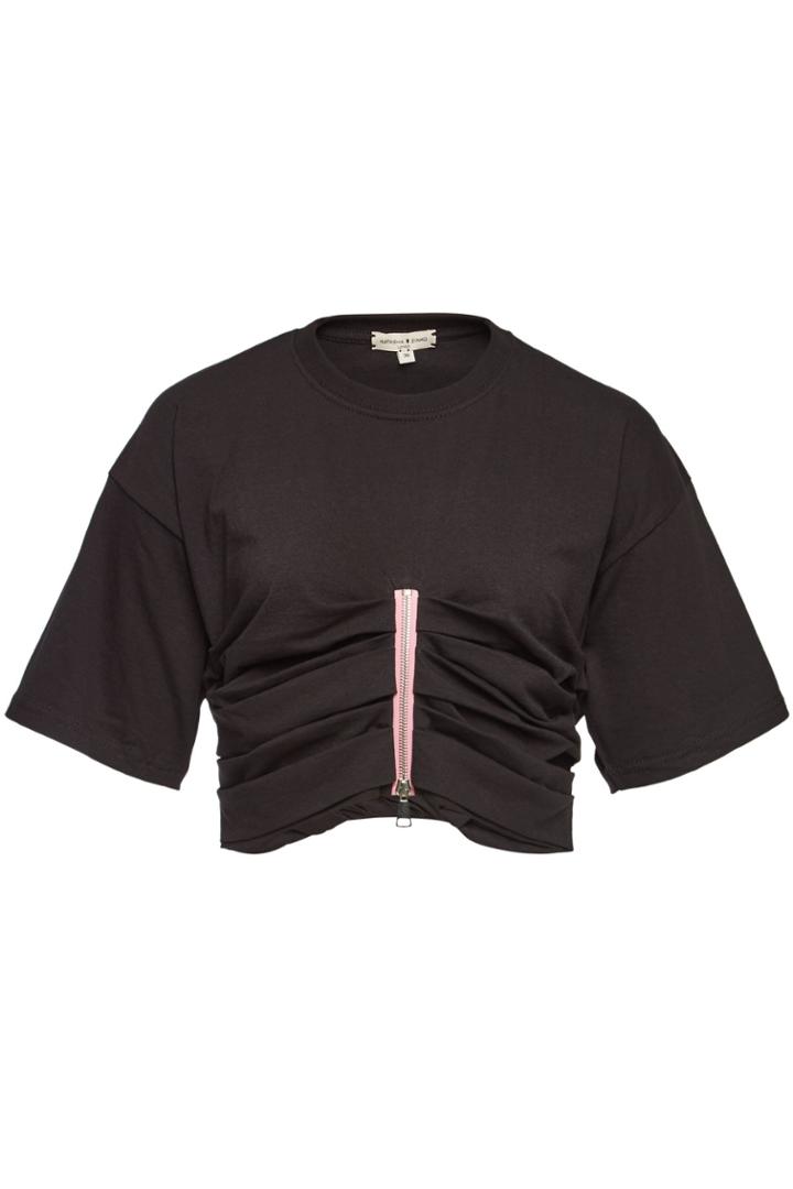 Natasha Zinko Natasha Zinko Cotton T-shirt With Zip And Crystals