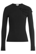 Emilio Pucci Emilio Pucci Ribbed Knit Pullover With Ruffle Detail - Black