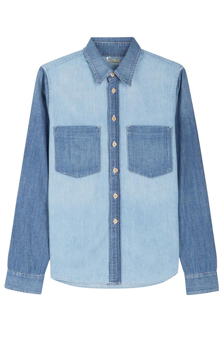 Mother Mother Mixed Wash Denim Shirt - Blue