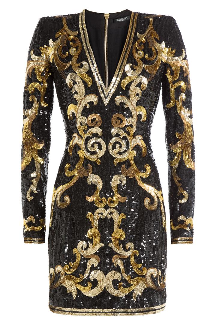 Balmain Balmain Sequin Mini Dress - Gold