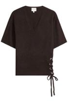 Claudia Schiffer Claudia Schiffer Wool And Cashmere Top With Lace-up Side - Brown