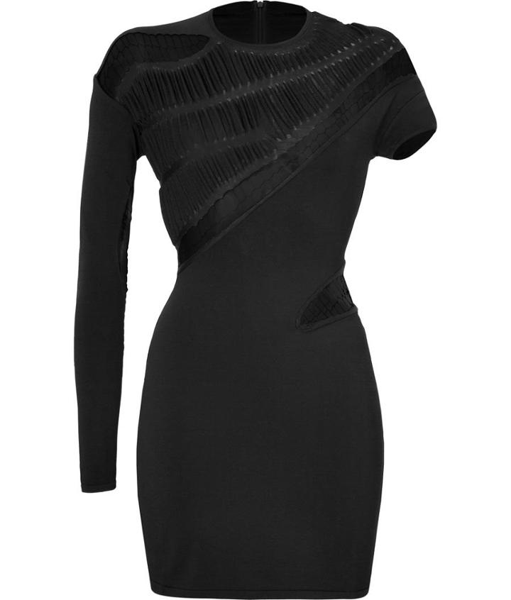 Alexandre Vauthier One Sleeve Sheer Panel Sheath