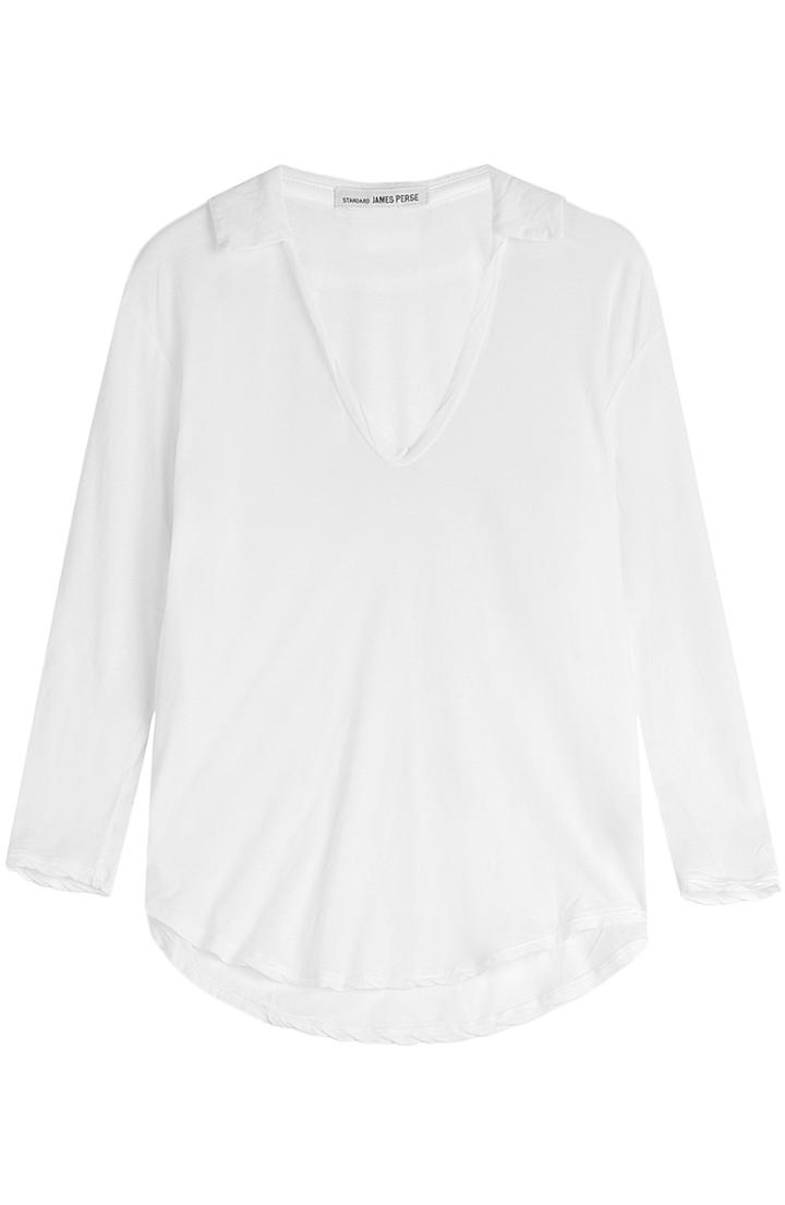 James Perse Curved Hem Cotton Polo