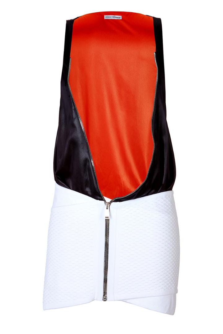 Paco Rabanne Paco Rabanne Colorblock Zipper Dress In Black/white - Multicolored