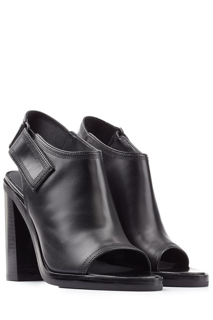 Alexander Wang Alexander Wang Charisse Stacked Heel Leather Sandals - Black
