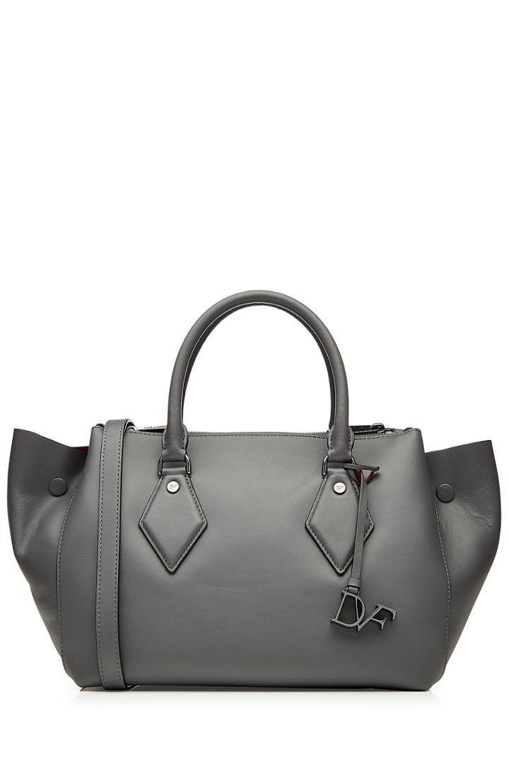 Diane Von Furstenberg Diane Von Furstenberg Voyage Double Zip Satchel Medium Leather Tote - Grey