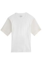 Maison Margiela Cotton T-shirt With Contrast Tweed Sleeves