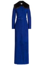 Emilio Pucci Emilio Pucci Suede Coat With Detachable Fox Fur Collar - Blue