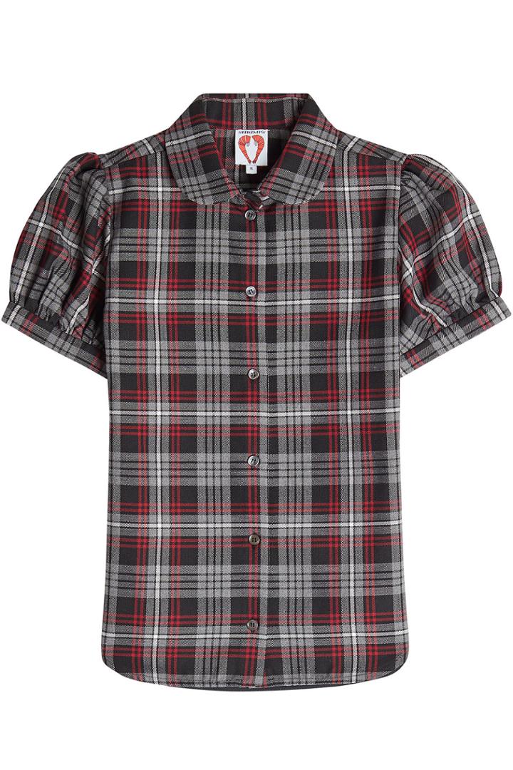 Shrimps Shrimps Short Sleeved Plaid Blouse