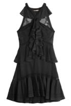 Roberto Cavalli Roberto Cavalli Lace Panel Dress With Ruffles - Black