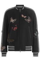 Valentino Valentino Virgin Wool Bomber Jacket With Bead Embellishment