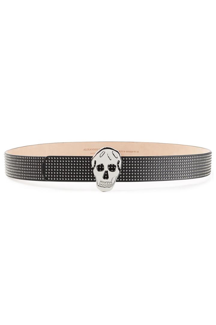 Alexander Mcqueen Alexander Mcqueen Studded Leather Belt With Skull Buckle