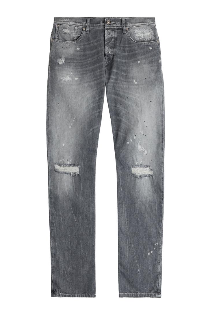 Seven For All Mankind Seven For All Mankind Distressed Straight-leg Jeans - Grey