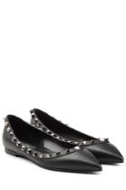 Valentino Valentino Leather Rockstud Ballet Flats - Black