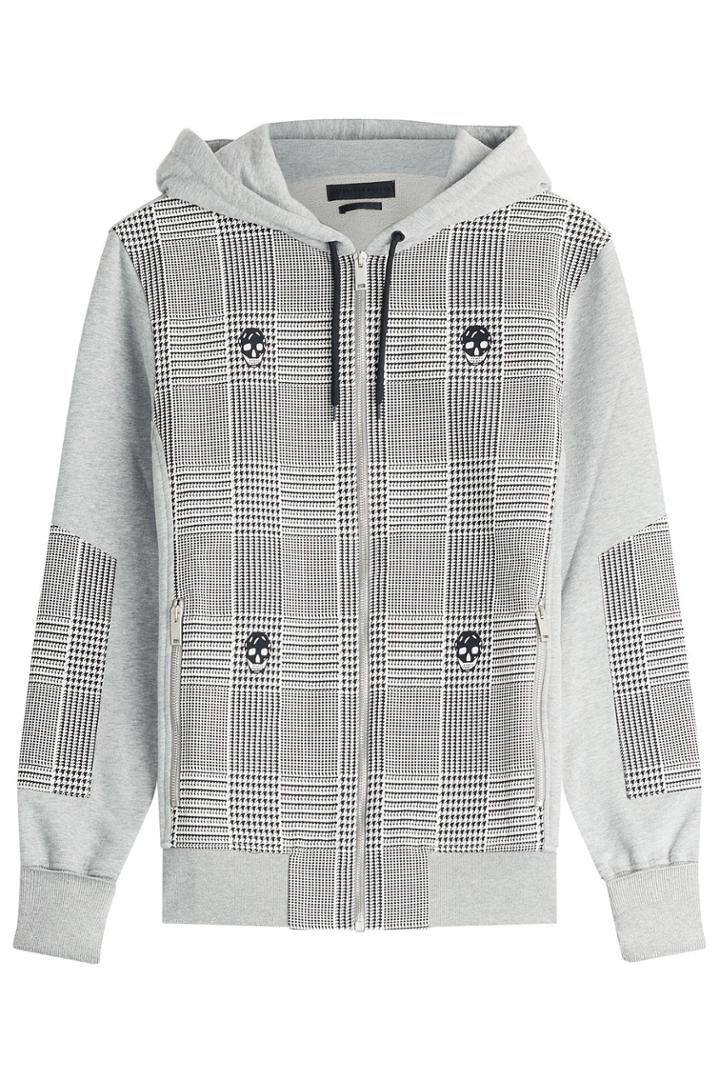 Alexander Mcqueen Alexander Mcqueen Printed Cotton Zipped Hoody - Grey