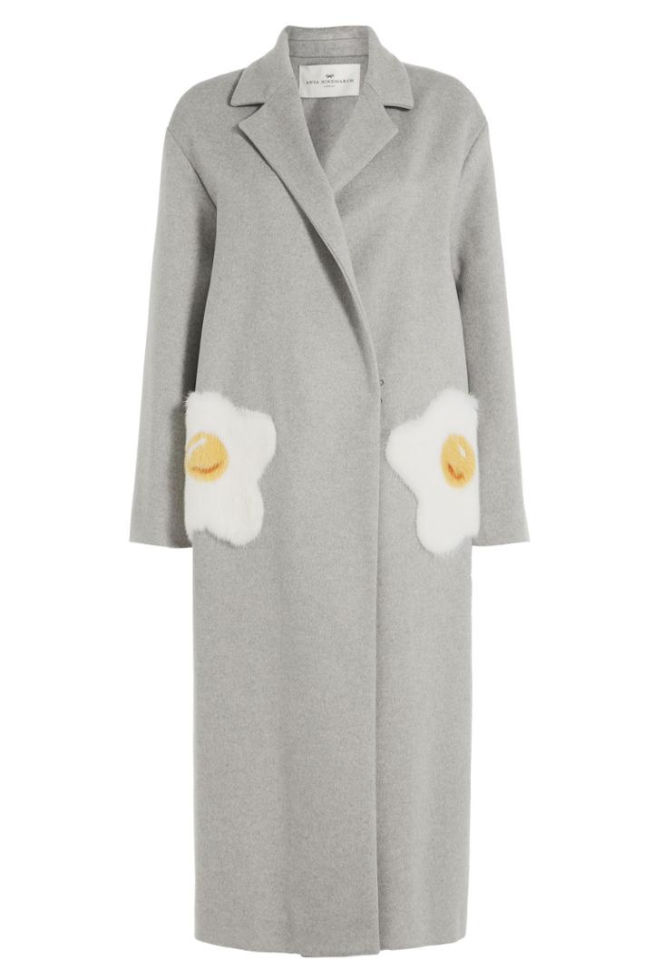 Anya Hindmarch Anya Hindmarch Eggs Virgin Wool Coat With Mink Fur