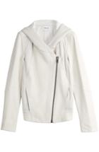 Helmut Lang Leather Biker Jacket With Jersey Panels And Hood