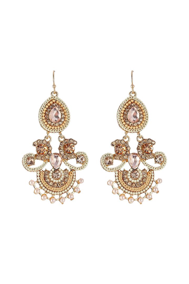 Kenneth Jay Lane Kenneth Jay Lane Crystal Embellished Chandelier Earrings - Rose