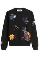 Msgm Msgm Cotton Sweatshirt With Multicolored Appliques - Black