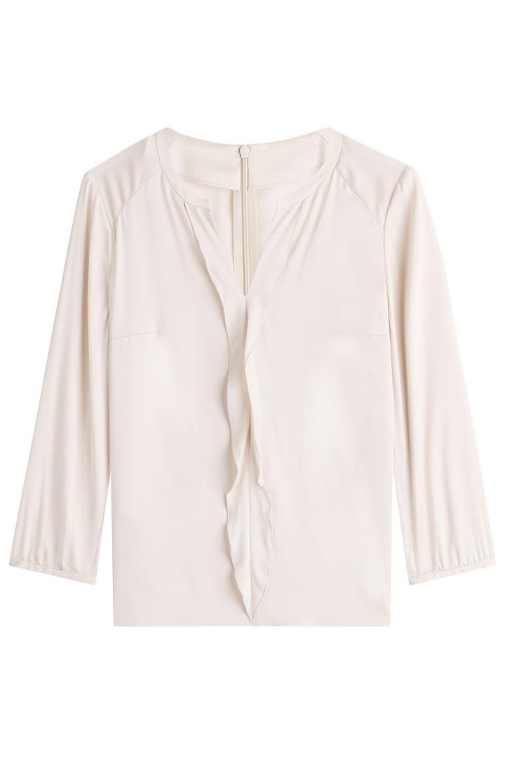 Hugo Hugo Silk Blouse With Ruffle - Beige