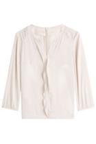 Hugo Hugo Silk Blouse With Ruffle - Beige
