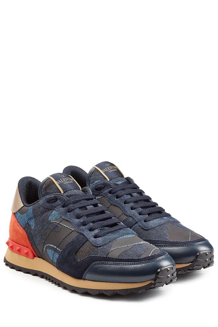 Valentino Valentino Rockstud Fabric And Leather Sneakers