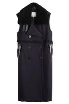 3.1 Phillip Lim 3.1 Phillip Lim Sleeveless Wool Coat With Shearling Collar - Blue