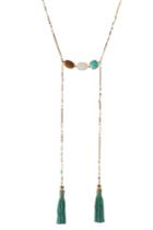 Gas Bijoux Gas Bijoux Serti Tie Holly 24kt Gold Plated Necklace With Quartz - Green