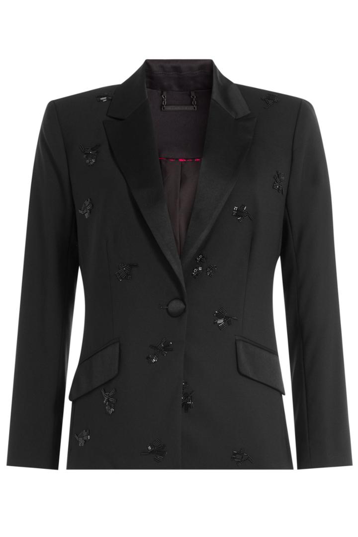 Diane Von Furstenberg Diane Von Furstenberg Wool Blazer With Beaded Embellishment - Black