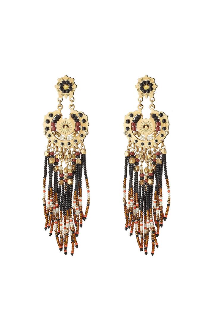 Gas Bijoux Gas Bijoux 24kt Gold Plated Earrings With Bead Embellishment - Brown