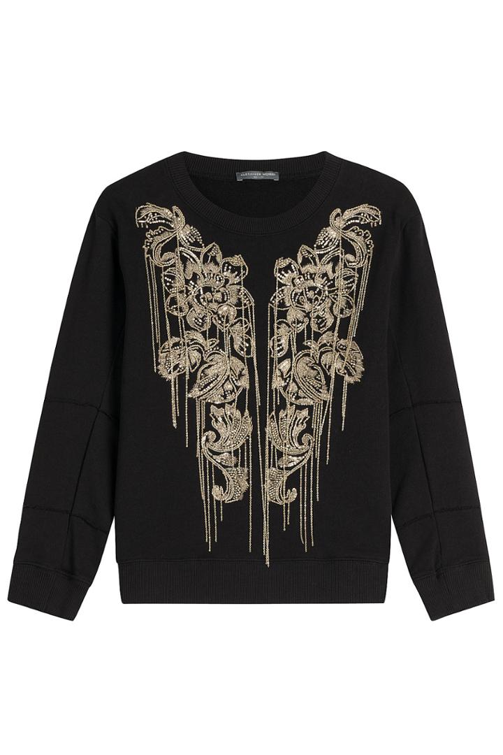 Alexander Mcqueen Alexander Mcqueen Embellished Cotton Sweatshirt - Black