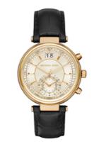 Michael Kors Michael Kors Sawyer Gold-tone And Embossed-leather Watch