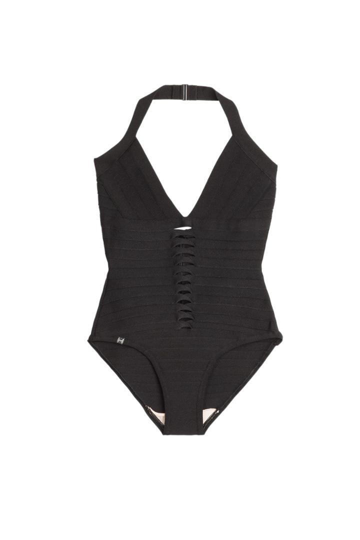 Hervé Léger Hervé Léger Bandage Swimsuit With Cut Out Detail - Black