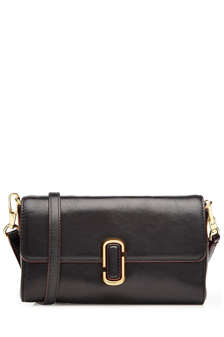 Marc Jacobs Marc Jacobs Leather Shoulder Bag With Contrast Trim - Black