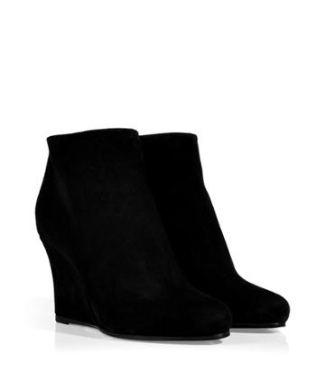 Jil Sander Suede Wedge Ankle Boots In Black